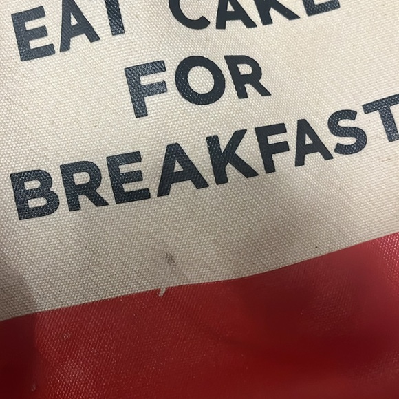Vintage Kate Spade Eat Cake For Breakfast Canvas and Leather Tote - Picture 4 of 5